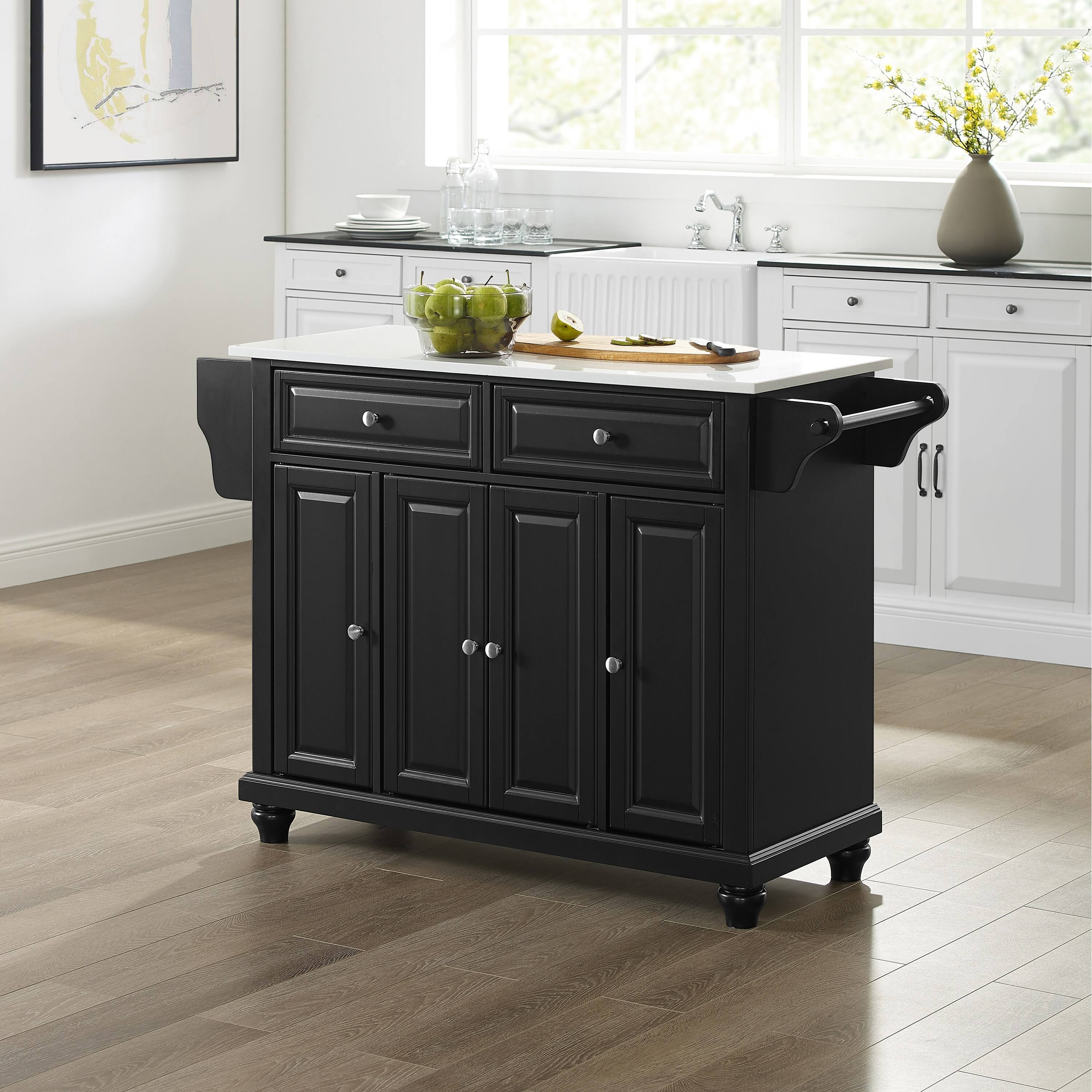 Crosley Cambridge Granite Top Full Size Kitchen Island/Cart, Black