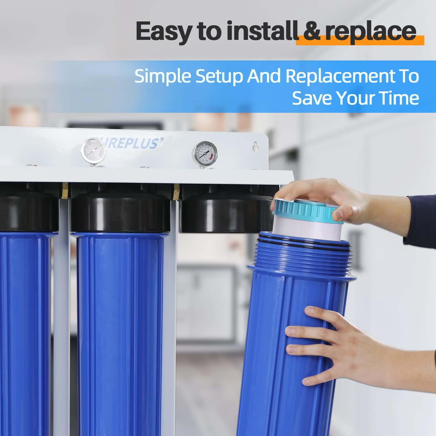 PUREPLUS 5 Micron 20 x 4.5 RFN20BB Whole House Iron & Manganese Reduce Water Filter Replacement Cartridge,1 Pack