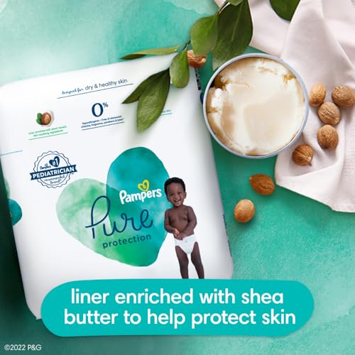 Pampers Pure Protection Diapers - Size 5, One Month Supply (132 Count), Hypoallergenic Premium Disposable Baby Diapers