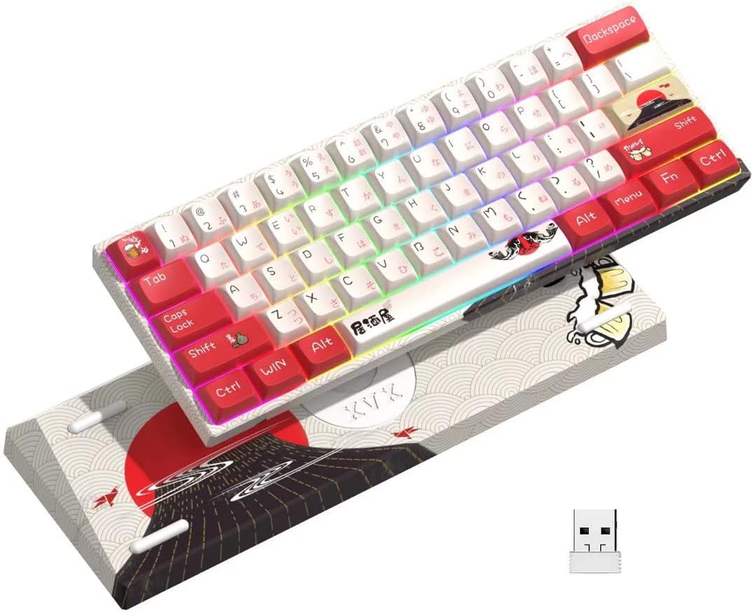 HITIME XVX M61 60% Mechanical Keyboard Wireless, Ultra-Compact 2.4G Rechargeable Gaming Keyboard