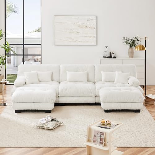 Modern Modular Sectional Sofa Couch with 2 Ottomans, Luxury Oversized U Shaped Cloud Couch for Living Room