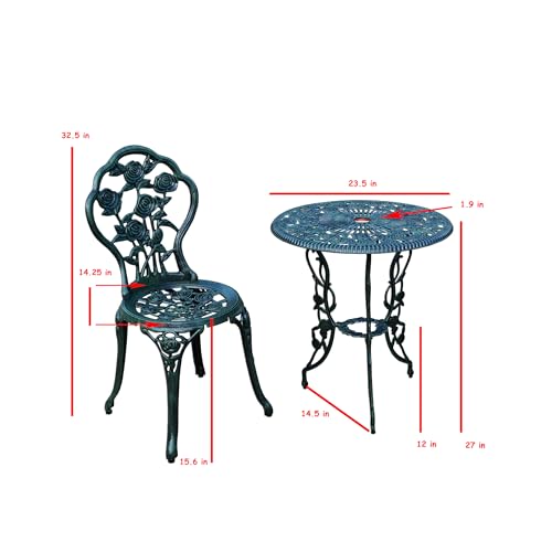 Oakland Living 3-Piece Rose Bistro Set with 23.5-Inch Cast aluminum Top Table