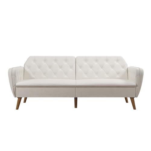 Novogratz Tallulah Memory Foam Futon, Convertible Couch, Camel Faux Leather