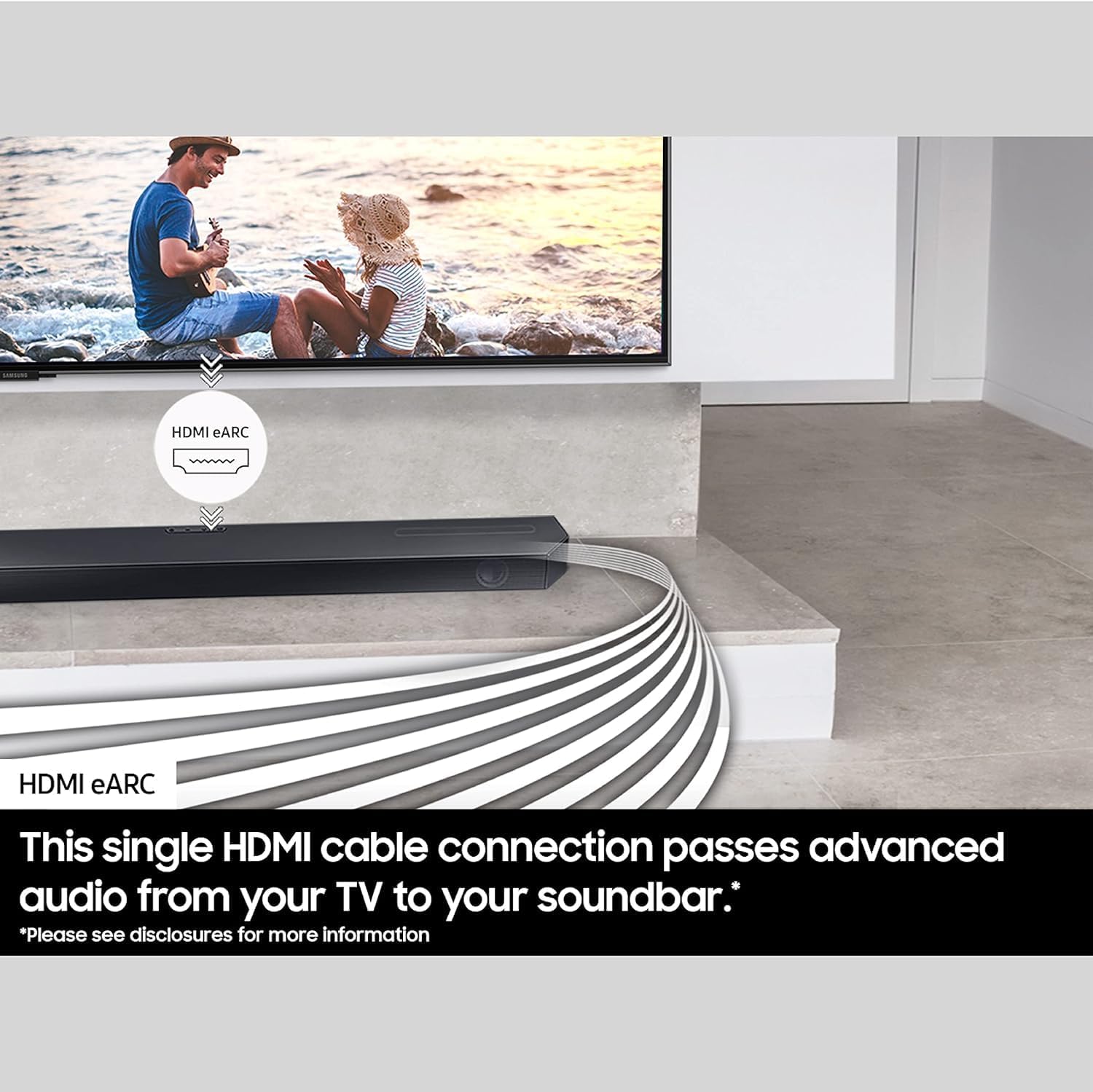 SAMSUNG HW-Q60CC 3.1ch Soundbar with Dolby Audio, Q-Symphony, Adaptive Sound Lite, HDMI eARC, Game Mode, Bluetooth, Tap Sound