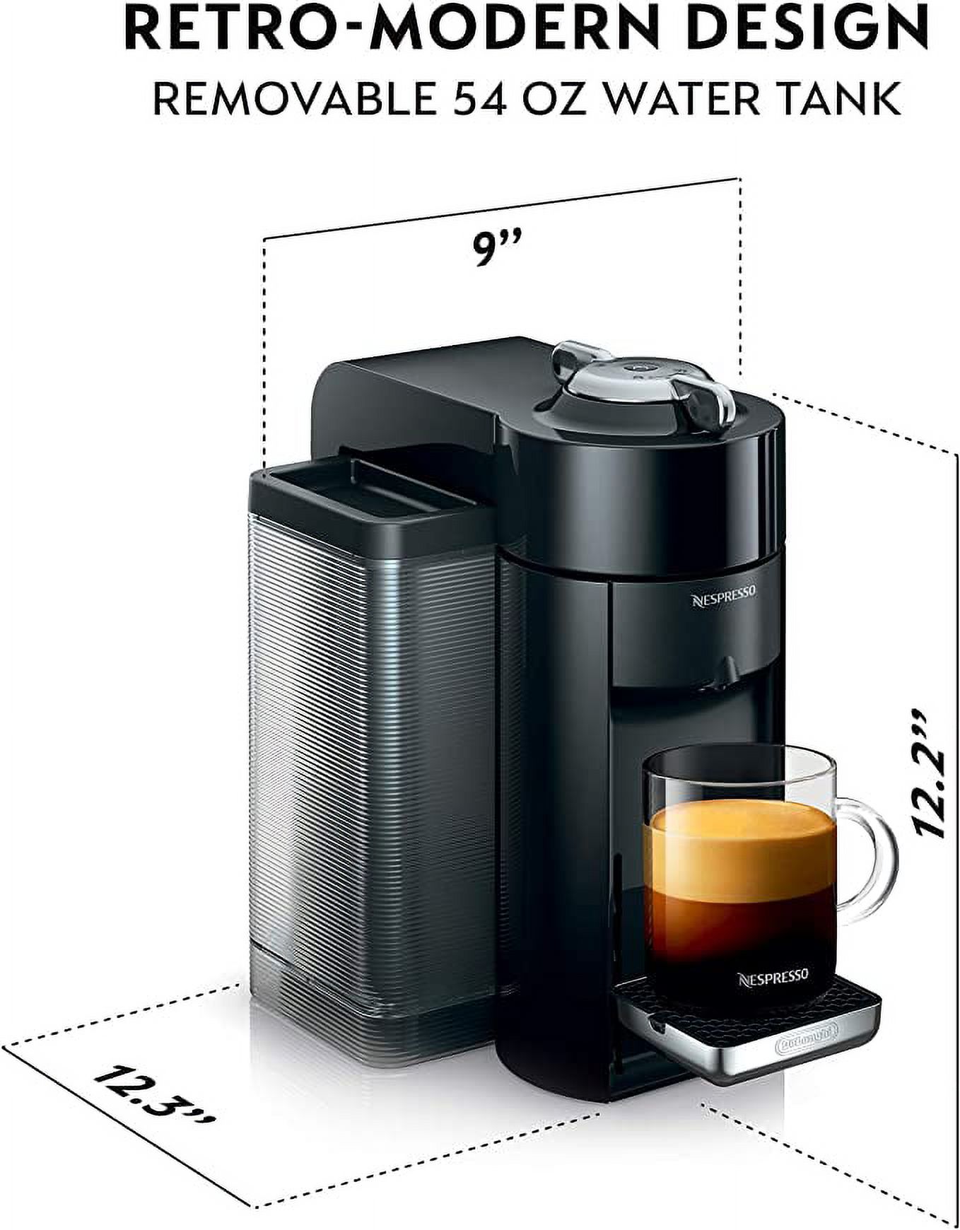 Open Box Nespresso Vertuo Coffee Espresso Machine Milk Frother ENV135BAE - Piano Black