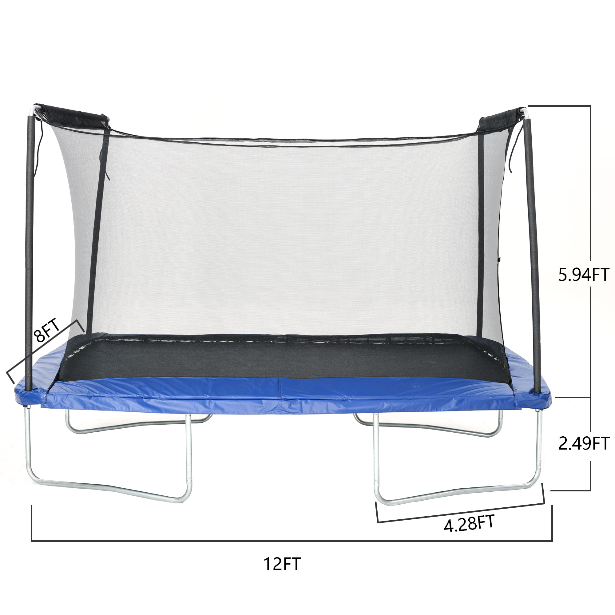 Hotjump Rectangle Trampoline 12ft x 8ft  Trampoline with Enclosure