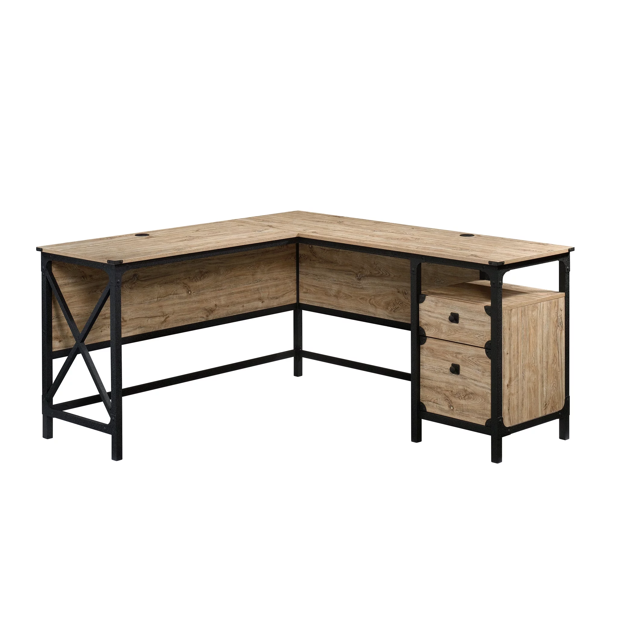 Sauder Steel River L-Desk, Milled Mesquite Finish