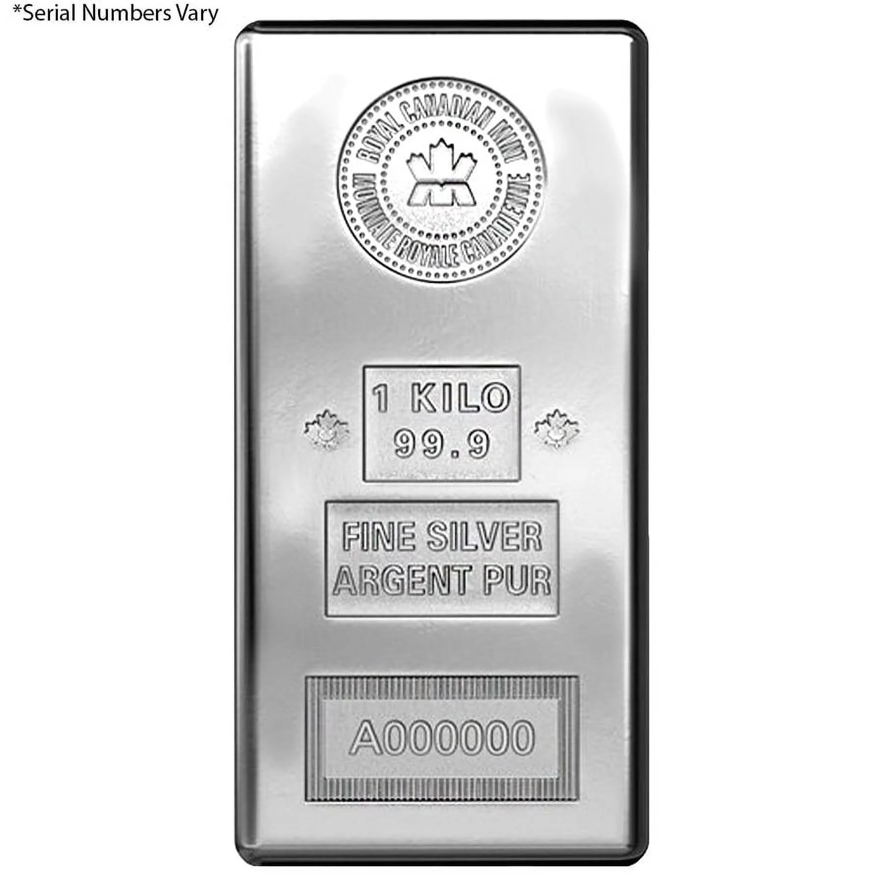 1 Kilo Royal Canadian Mint (RCM) .999 Fine Silver Bar