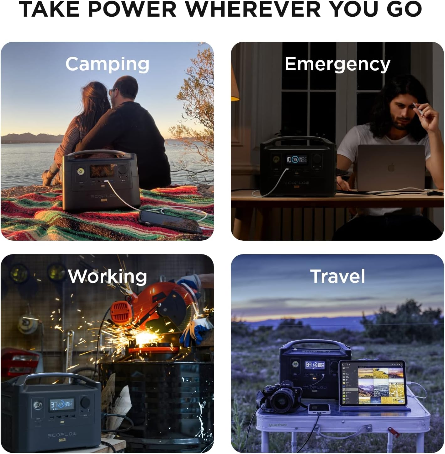 EF ECOFLOW RIVER Pro Portable Power Station 720Wh, Power Multiple Devices, Recharge 0-80% Within 1 Hour, for Camping, RV, Outdoors, Off-Grid