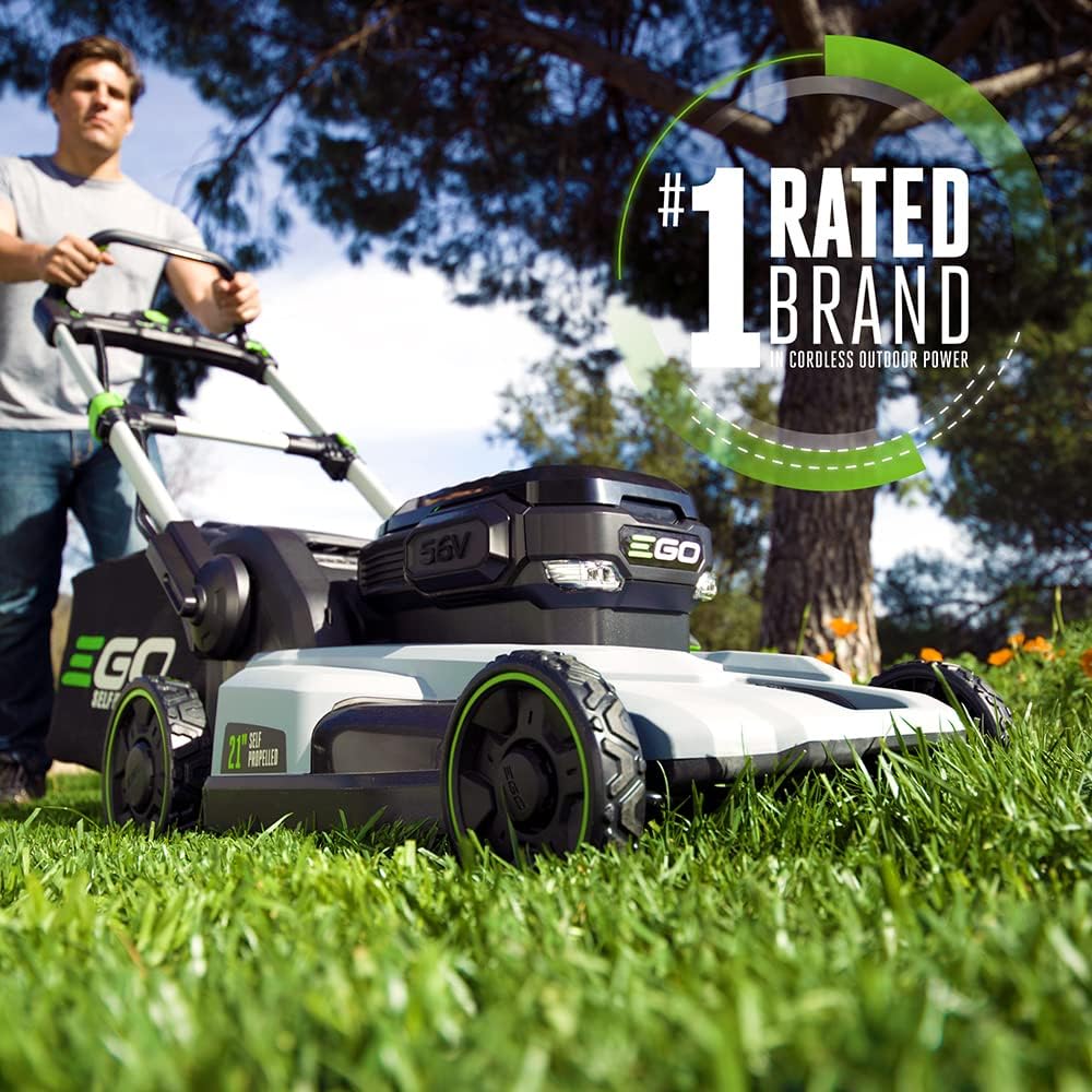 EGO Power+ LM2142SP 21-Inch 56-Volt Lithium-Ion Cordless Electric Dual-Port Walk Behind Self Propelled Lawn Mower with Two 5.0 Ah Batteries & Charger