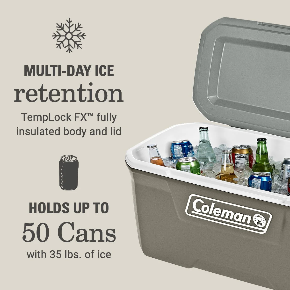 Coleman 316 Series 70QT Hard Chest Cooler, Silver Ash