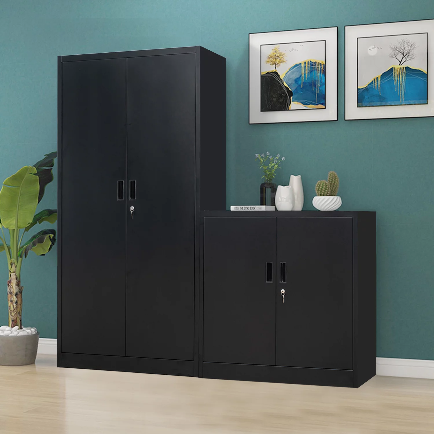 71" Metal Storage Cabinet with Lock,Garage Storage Cabinet with 2 Doors and 4 Adjustable Shelves,Tool File Cabinet for Garage Office,Home,Gym