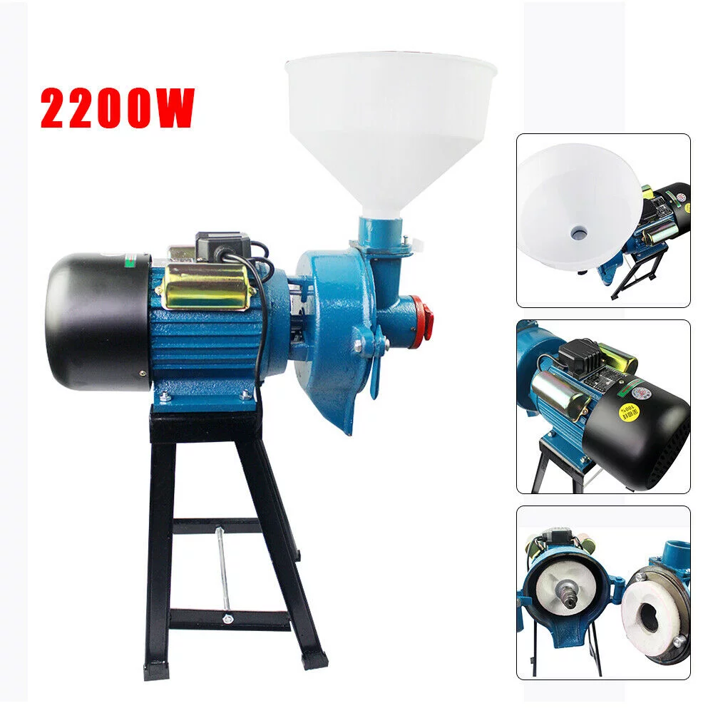 Commercial Electric Wet Beans Flour Grinder Rice Corn Grain Coffee Wheat+Funnel Wet Electric Feed Flour Mill Cereals Grinder Corn Grain Wheat+Funnel