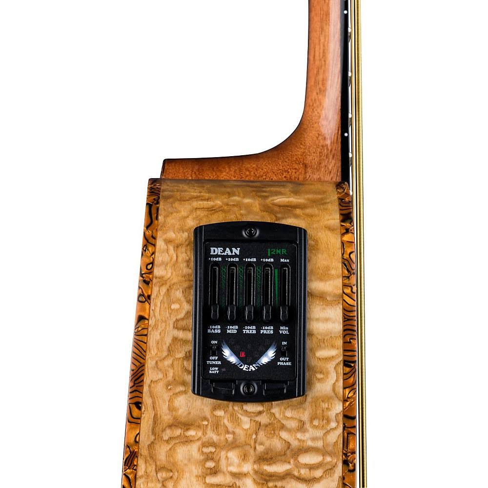 Dean Exotica Quilted Ash Acoustic-Electric Bass Guitar with Aphex Gloss, Natural