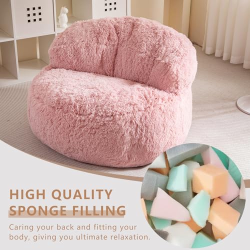 BYBYME Giant Bean Bag Chair, Faux Fur Bean Bag Couch with Filler Large Living Room Bean Bag Chairs for Adults