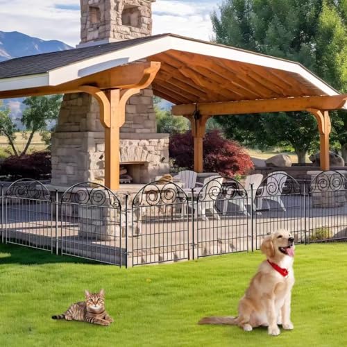 Tall Garden Fence Animal Barrier with Gate, 40 in(H) 12 Panels Garden Fences and Borders for Dogs, Dog Fence Outdoor for Yard