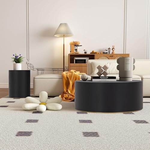 JUSTONE 15.75 ''Round Coffee Table, Accent End Table for Living Room Office Apartment, Modern Minimalist Side Table with Faux Marble Pattern