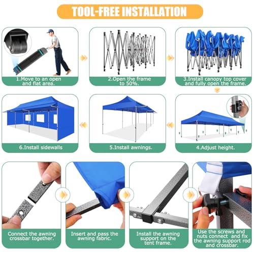 COBIZI 10x10 Pop Up Canopy Tent with Awning