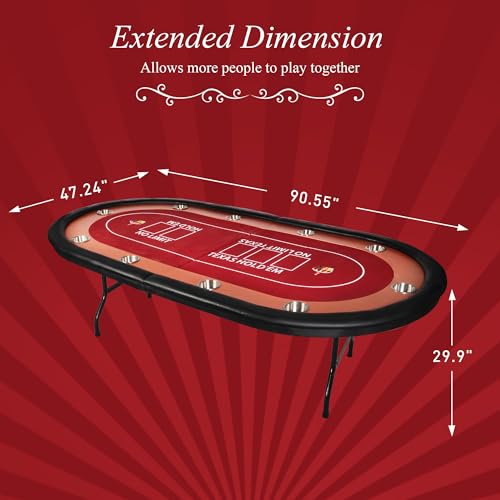 Premium 84" Poker Table Foldable with Chips Tray
