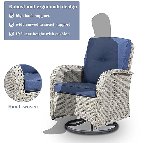 Patio Wicker Chairs Swivel Rocker - Outdoor Swivel Rocking Chairs Set of 2 with Rattan Side Table