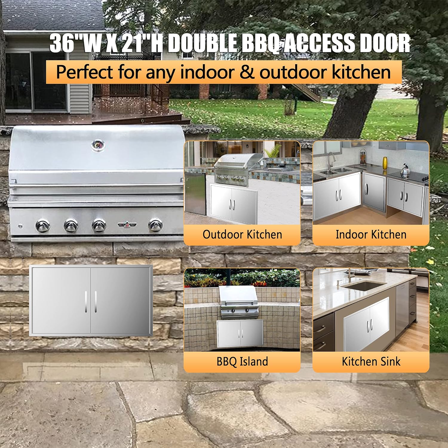KODOM Outdoor Kitchen Doors 31W x 24H BBQ Double Access Door