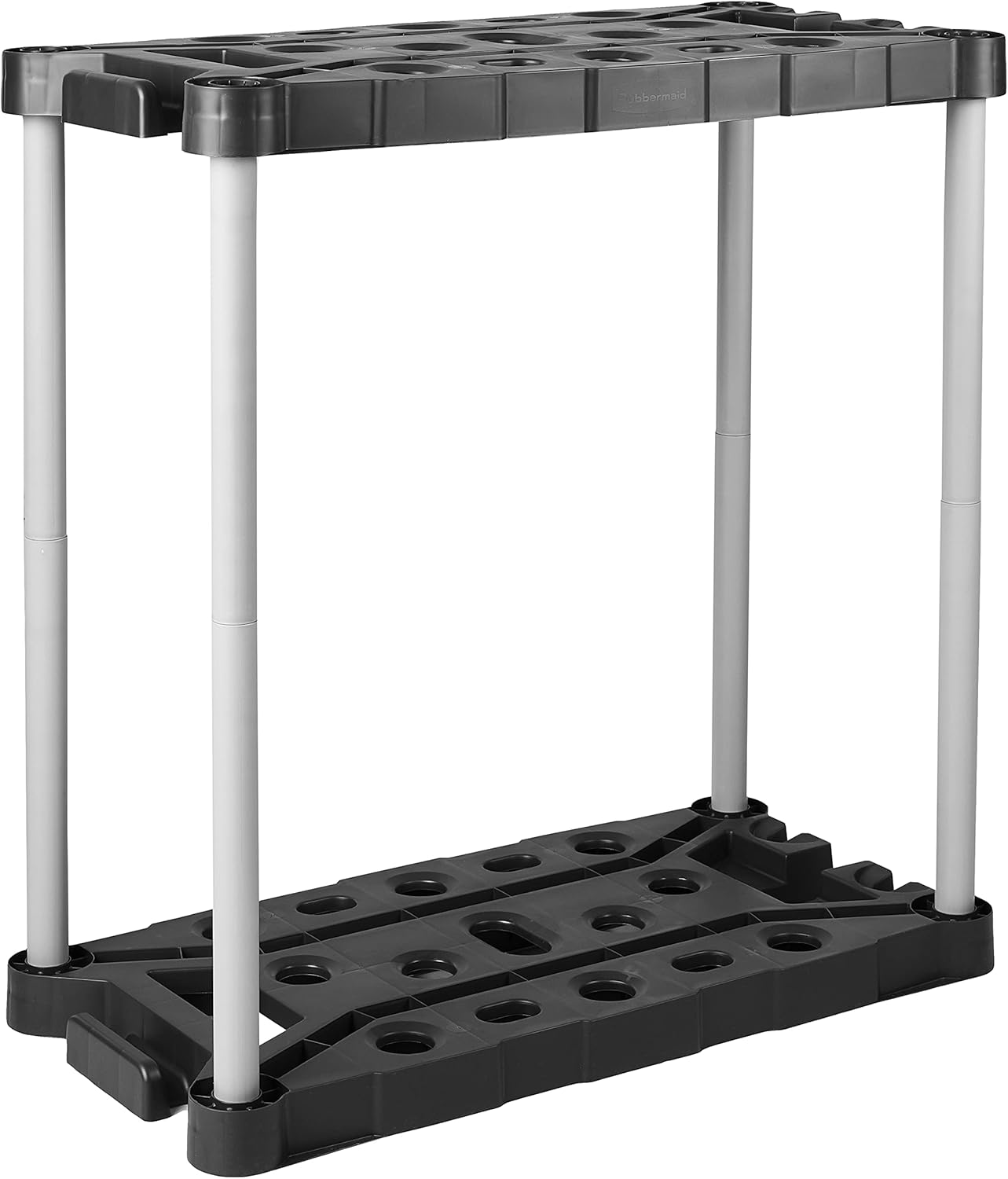 Rubbermaid Garage Corner Tool Tower Rack, Organizes up to 30 Long-Handled Tools, Easy to Assemble, Black