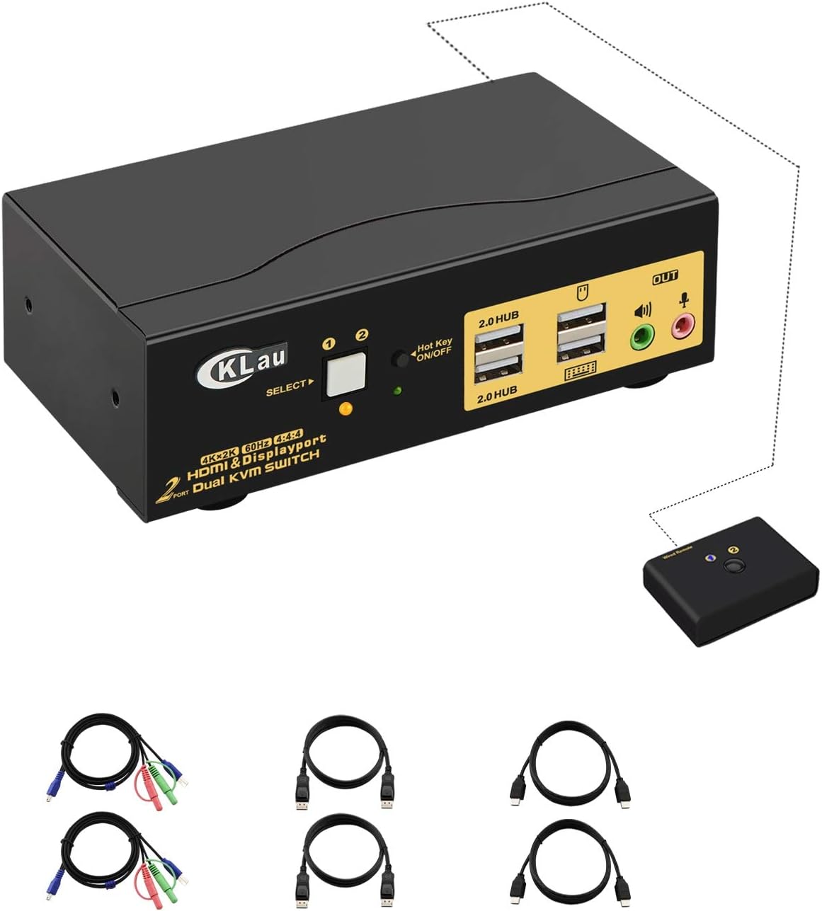CKLau Dual Port Triple Monitor KVM Switch Displayport with Audio Output