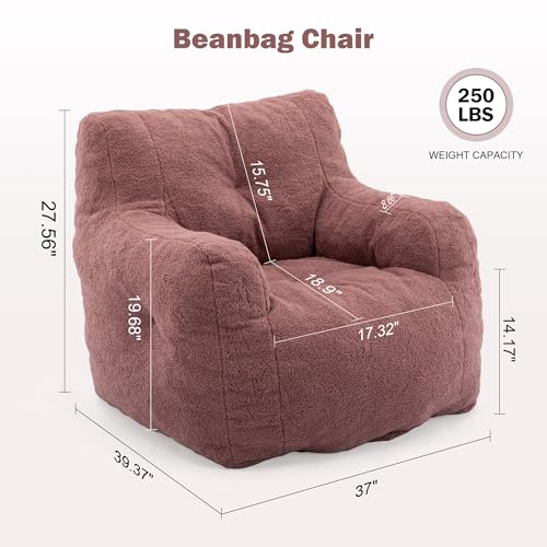 INMOZATA 3FT Bean Bag Chair for Adult Teens Kids(with Filler) Furniture - Soft Teddy Fabric Lazy Sofa Chair