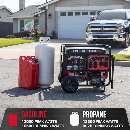 DS13000MX 13,000-Watt 500cc Dual Fuel Portable Generator - Gas and Propane, Remote Electric Start, Whole Home Power Backup, Transfer Switch Ready