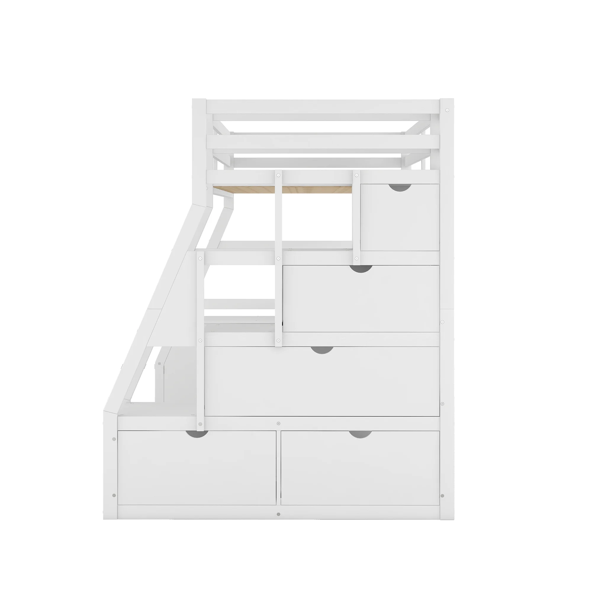 Twin Size Loft Bed Frame with 7 Drawers 2 Shelves and Desk, Health and Comfort Storage Shelves and Writing Desk, Wooden Loft Beds with Stairway