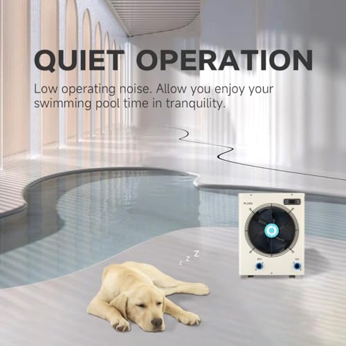 Above Ground Pool Heater EU50, Max 16184BTU Up to 5000gallons Electric Swimming Pool Heat Pumps, Titanium Heat Exchanger, 5.62 COP, 110V/120V
