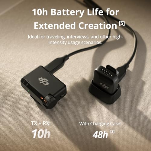 DJI Mic Mini (2 TX + 1 RX + Charging Case), Wireless Microphone for iPhone/Camera/Android, Ultralight, Detail-Rich Audio, 48h Use, Noise Cancelling