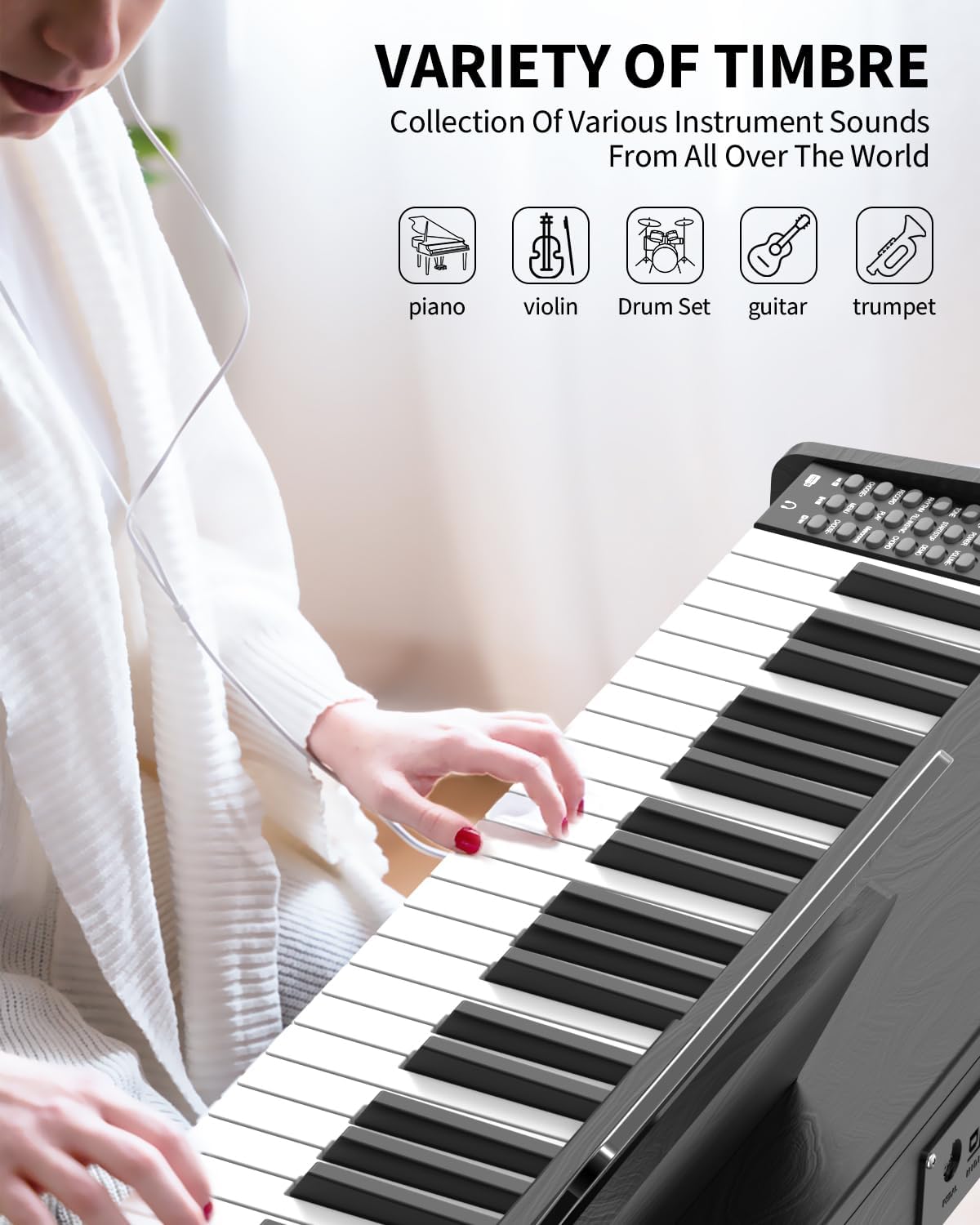88 Key Digital Piano Keyboard,88 Key Full Size Weighted Hammer Action Electric Keyboard Piano with 200 Rhythms,200 Tones, Triple Pedal,Music Stand