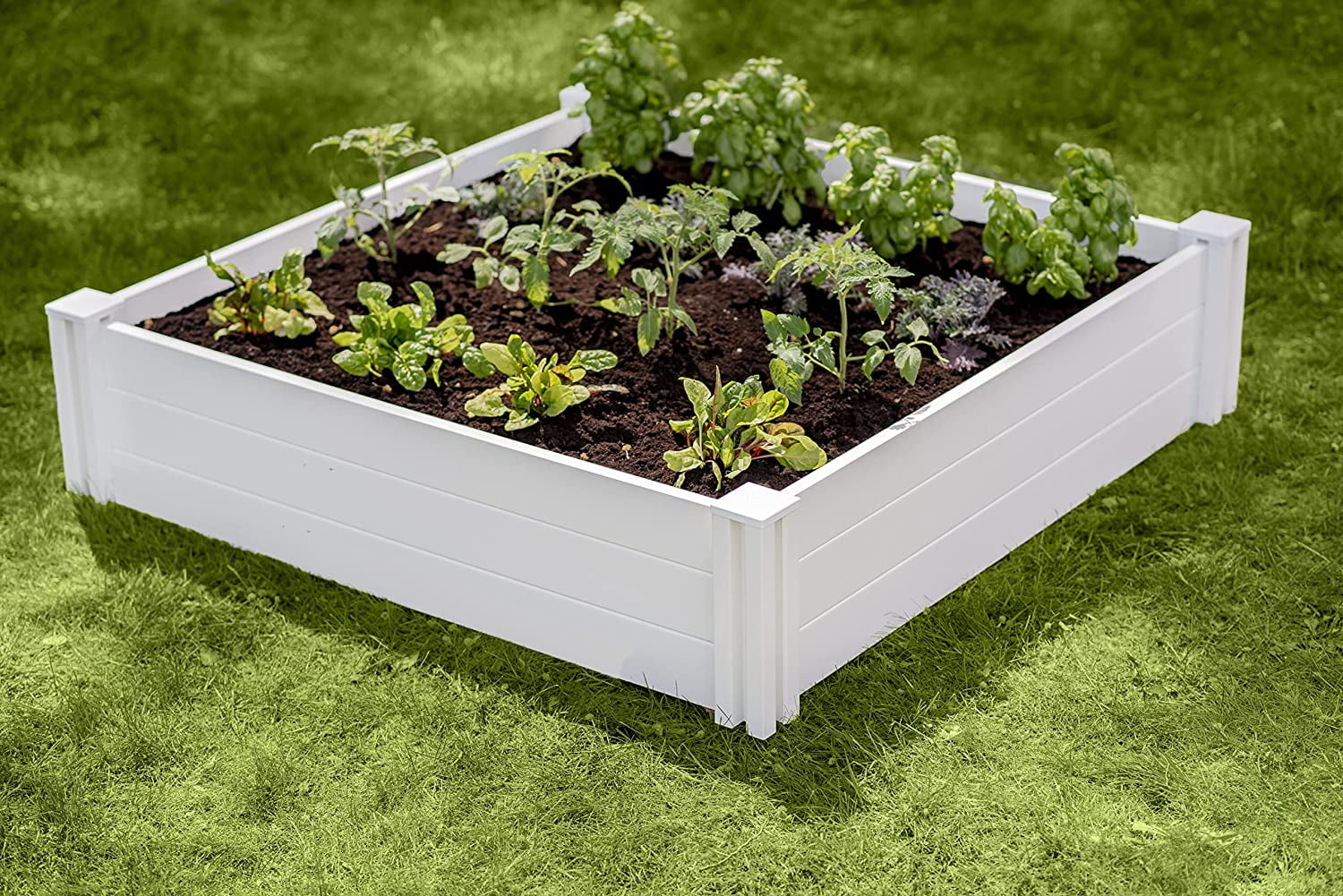Vita Classic 4 ft x 4 ft x 11 in White Vinyl Raised Garden Bed, VT17108 - Curated Treasures Market