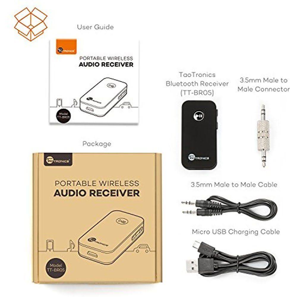 TaoTronics Bluetooth Receiver, Portable Wireless Car AUX Adapter 3.5mm Stereo Car Kits, Bluetooth 4.2 Hands-Free Bluetooth Audio