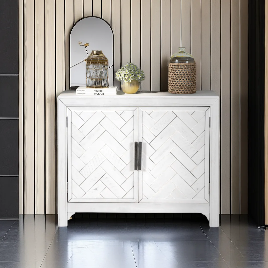 40 inch Accent Cabinets with Unique Design Doors,Small Storage Cabinet with Adjustable Shelves,Sideboard Buffet Cabinet Suitable for Entryway