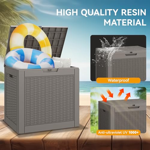 KAMABOKO Outdoor Storage Box, 150 Gallon Large Outdoor Resin Deck Box, Storage Waterproof Boxes Lockable Lid for Garden Tools, Pool Supplies