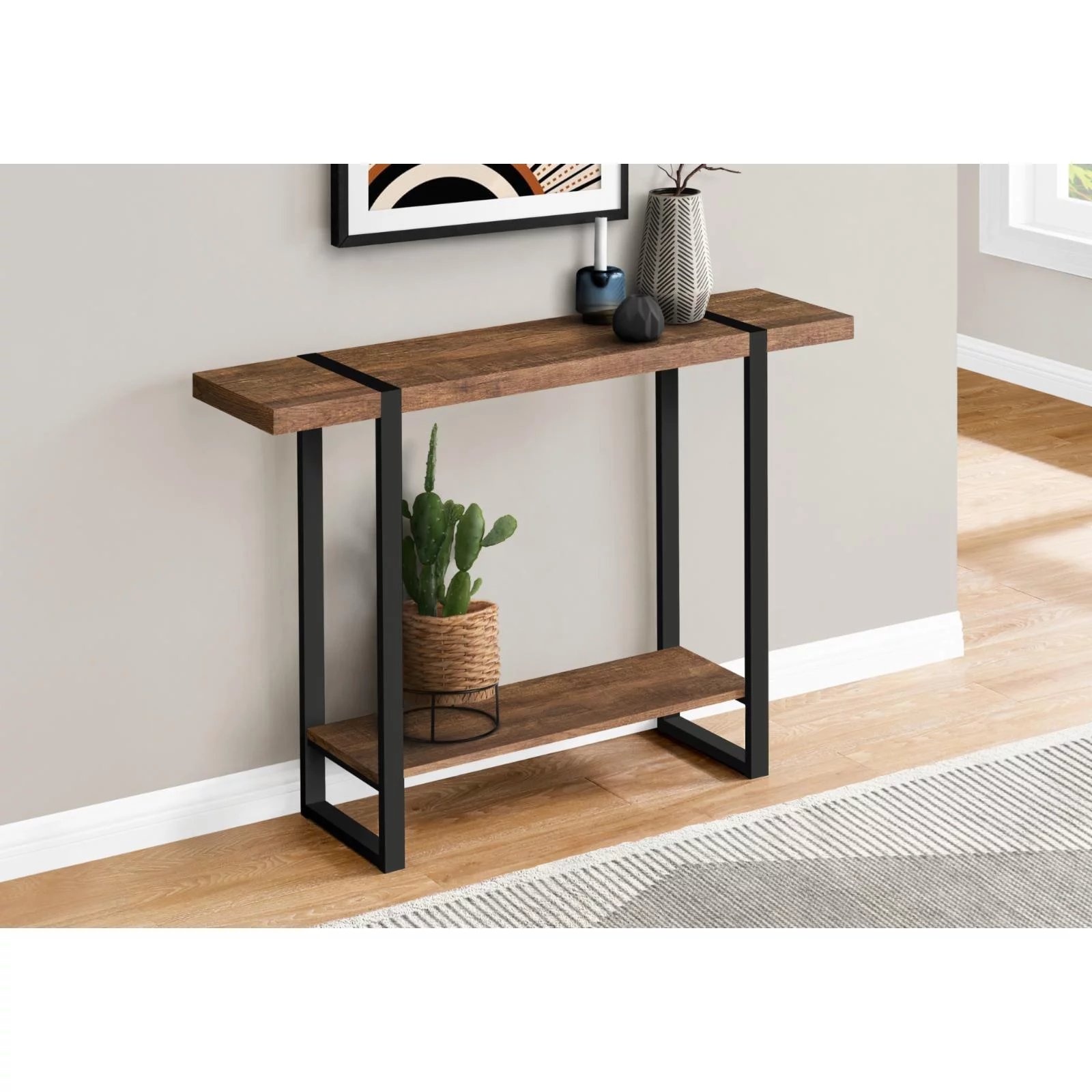 Accent Table Console Entryway Narrow Sofa Bedroom Metal Black