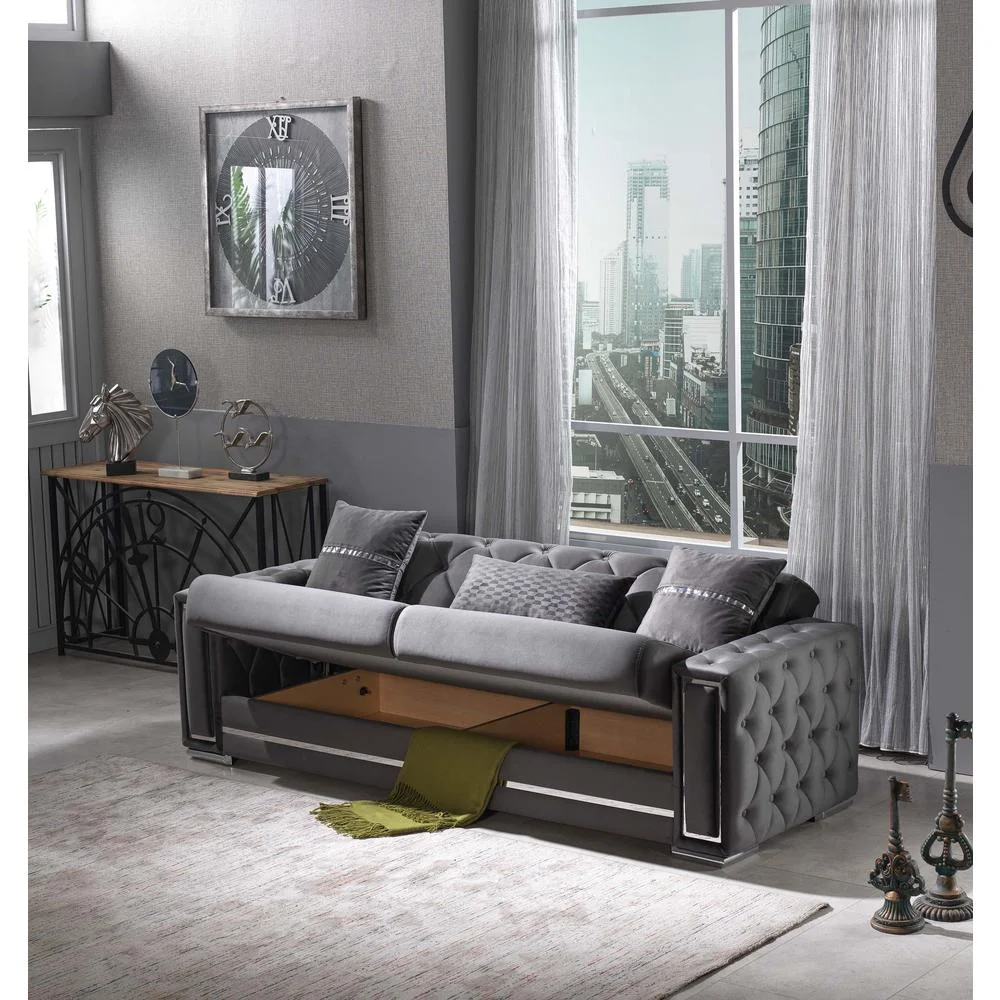 Furnia Bolivya Convertible Sleeper Loveseat, Grey