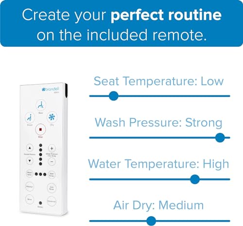 Brondell Bidet Toilet Seat with Remote Control, Heated Water, Custom Washes, Warm Air Dryer, Nightlight