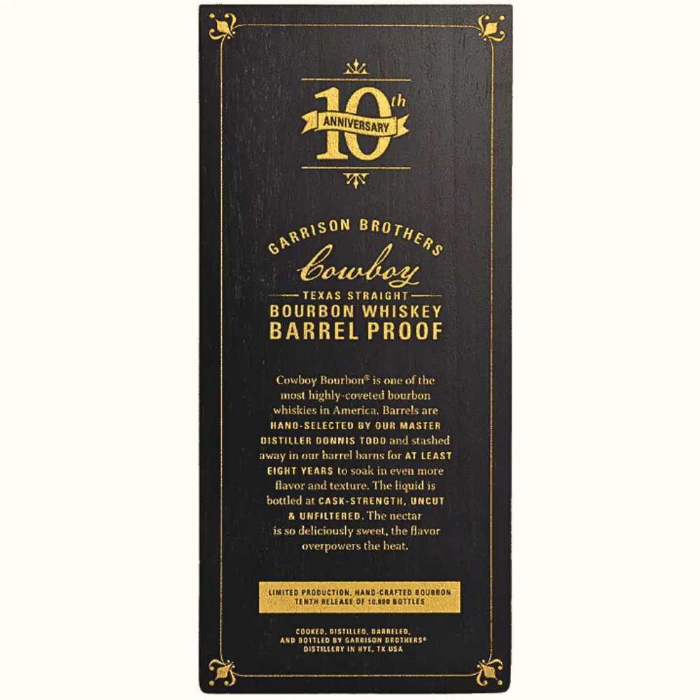 Garrison Brothers 10th Anniversary Cowboy Bourbon - Nestor Liquor