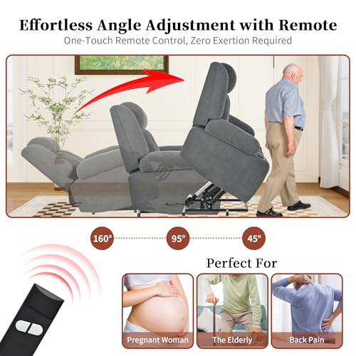 Small Power Lift Recliner for Elderly, Lift Chair Recliners, Electric Recliner Chairs for Seniors, Remote Control, Adjustable, Side Pocket (Navy Blue)