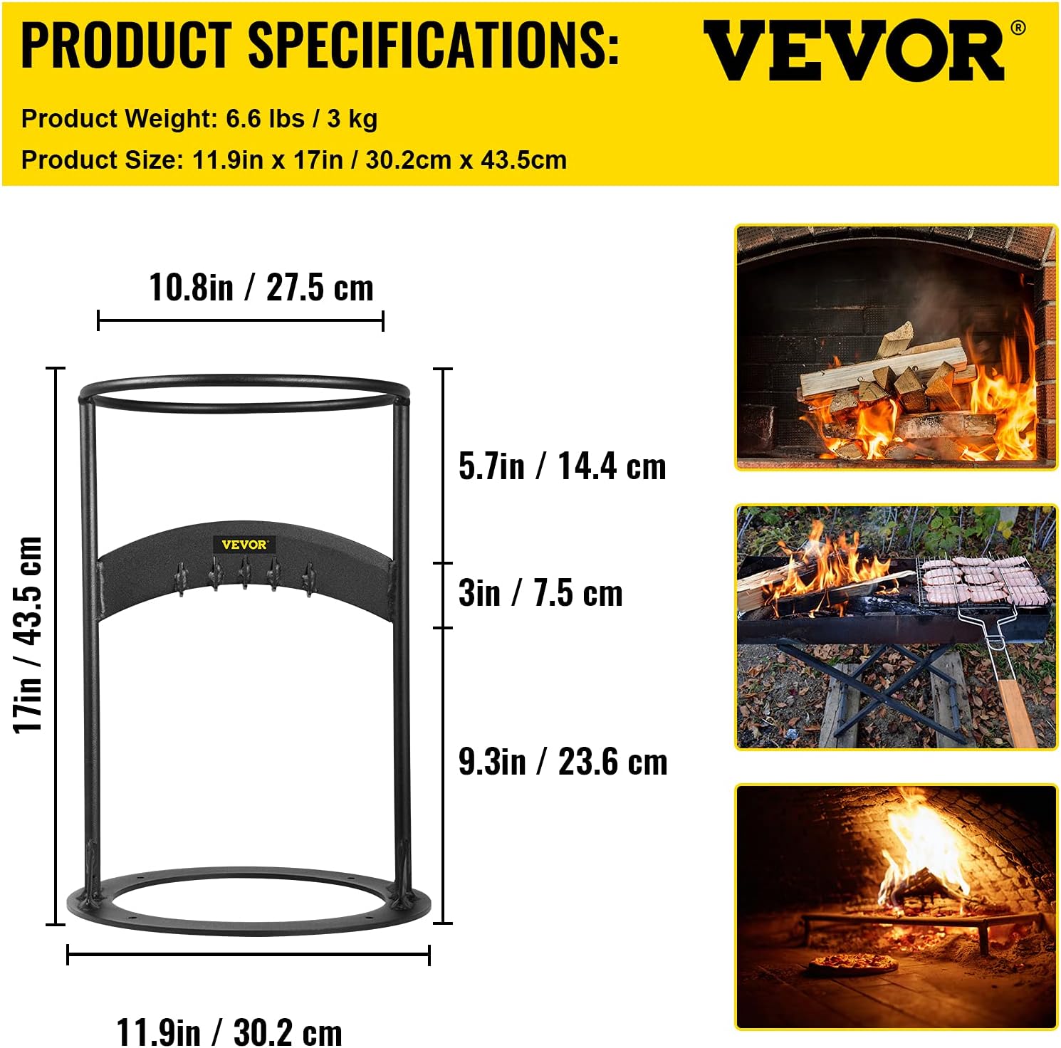 VEVOR Log Splitter 17 x 10.8, Wood Splitter for 8 Diameter Wood, Firewood Splitter 6.6 Lbs, Easy to Carry, Manual Log Splitter Made of Q235 Steel