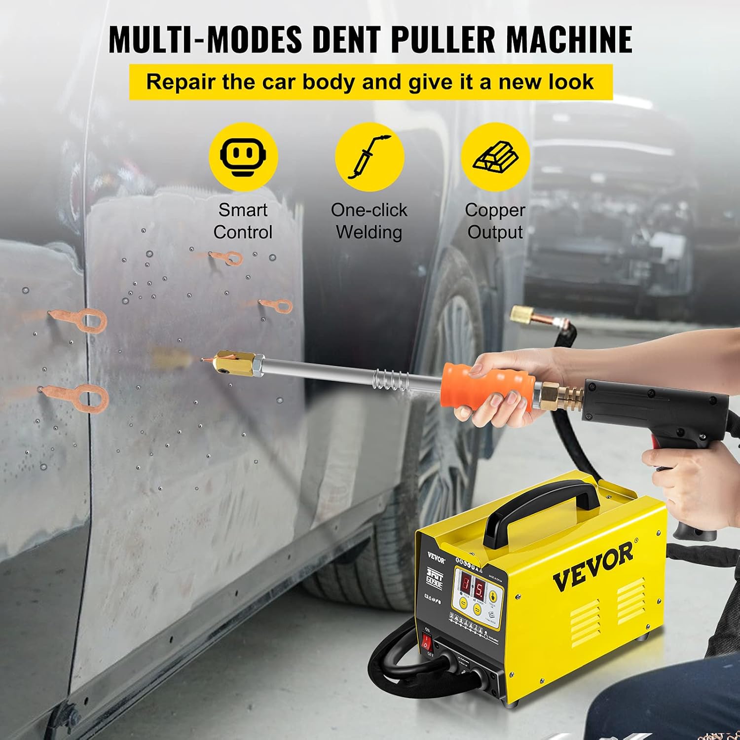 Bestauto 110V Spot Welder Dent Puller, 3000W Stud Welder Dent Repair Kit, 7 Models Spot Welding Machine for Car Body Dent Repair