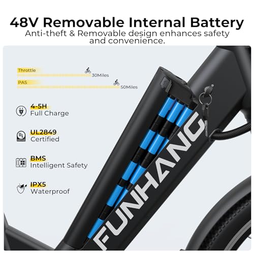Electric Bike for Adults, 1000W Peak Ebike, 50Miles 21.7MPH Step Thru Electric Bicycle, 26" Commuter E Bikes with 48V Built-in Removable Battery
