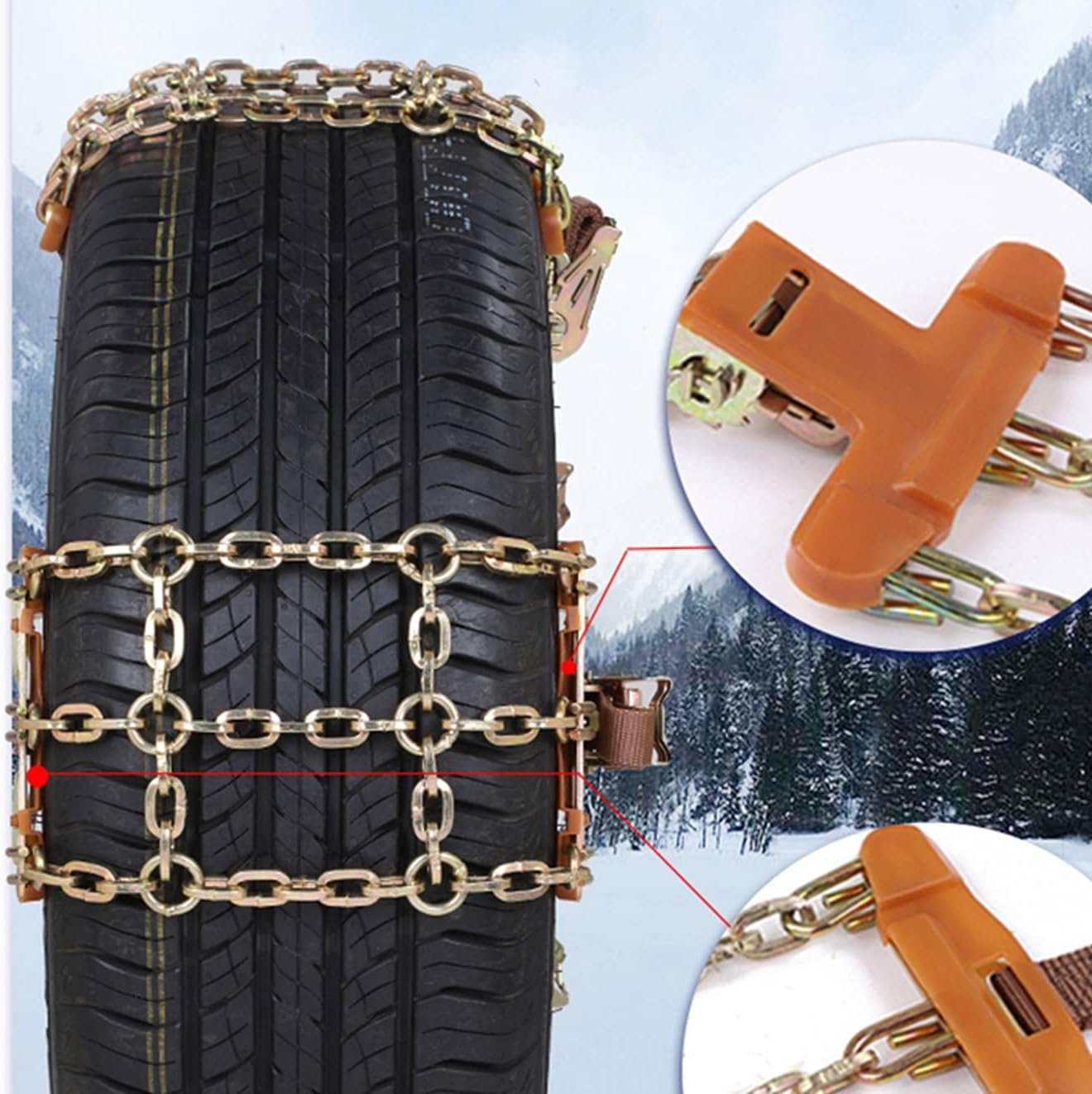 BESTWELL4U 2021 Upgraded Snow Chains,Tire Chains for Car,Truck,SUV of Tire Width 215-315 mm (8.5-12.4 inch),Upgraded,Thickend,Adjustable (6 Pack)