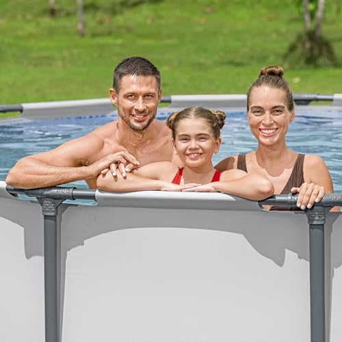 Bestway Steel Pro MAX 12 Foot by 30 Inch Round Above Ground Swimming Pool Set Outdoor Metal Frame Family Pool with Filter Pump, Gray