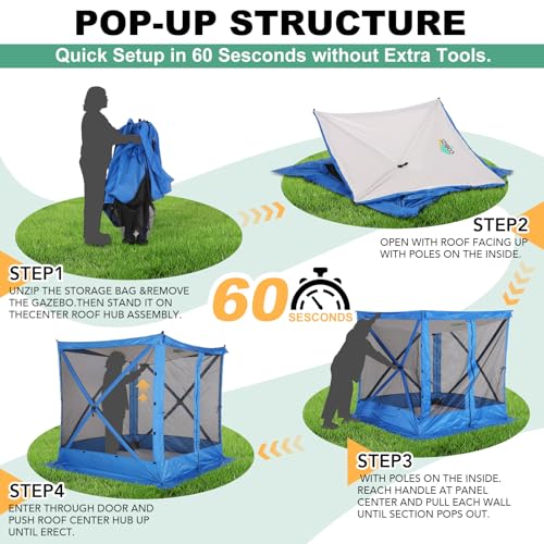 COBIZI 12x12ft Pop up Gazebo Screen Tent Screen House for Camping, Camping Outdoor Screened Gazebo, Canopy Tent