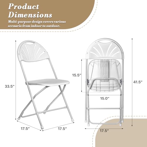 Athena Collection Red Plastic Folding Chairs for Adults, 10 Pack