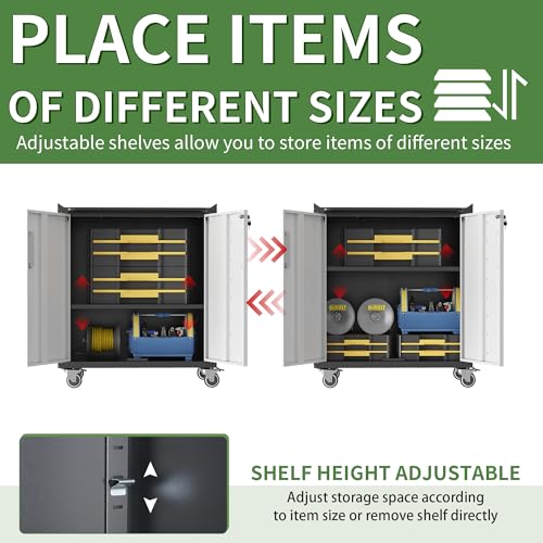 Mobile Tool Storage Cabinet with Wheels,Heavy Duty Rolling Tool Cabinets for Garage,Metal Storage Cabinets with 4 Drawer and 1 Locking Doors
